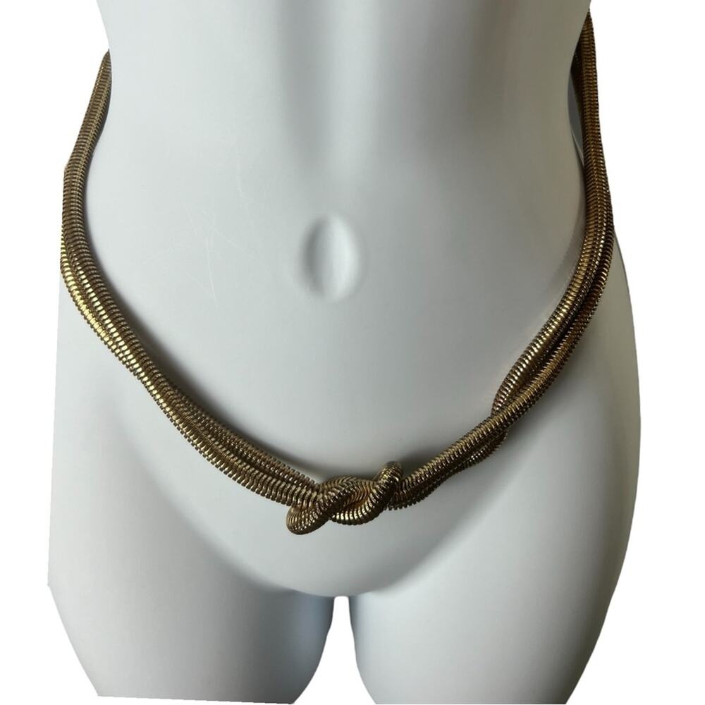 Knotted Snake Chain Belt Gold Tone 40”